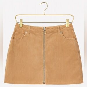 Love Tree Junior’s Medium Brown Corduroy Zip Front Mini Skirt